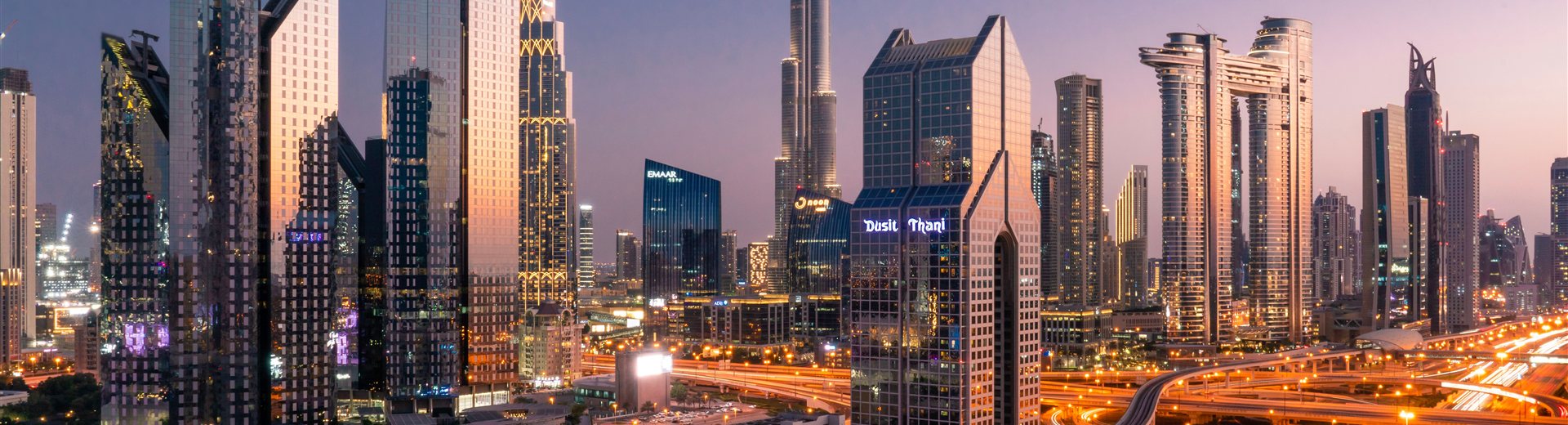Downtown Dubai skyline with Burj Khalifa