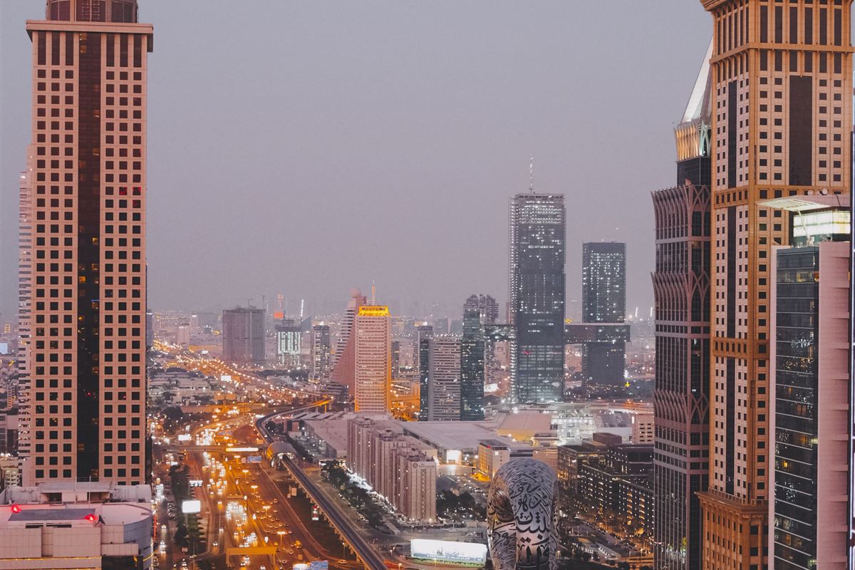 Dubai skyline at dusk